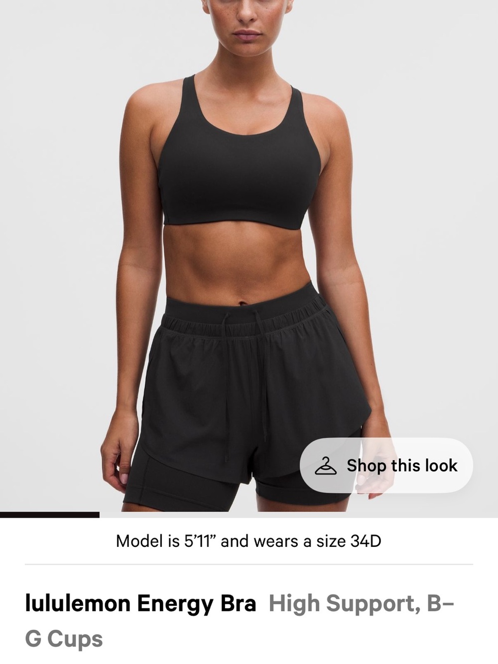 lululemon athletica Energy Bra in Black - 34DDD